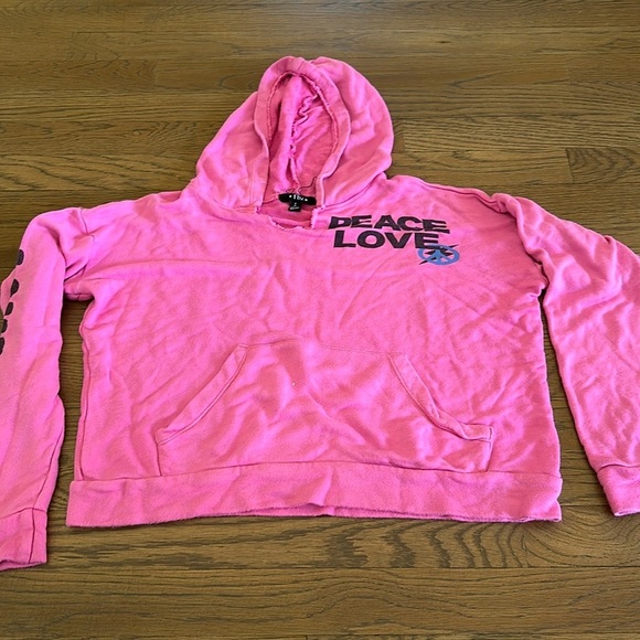 FBZ Girl’s Soft Peace and Love Pink Hoodie - Size Large